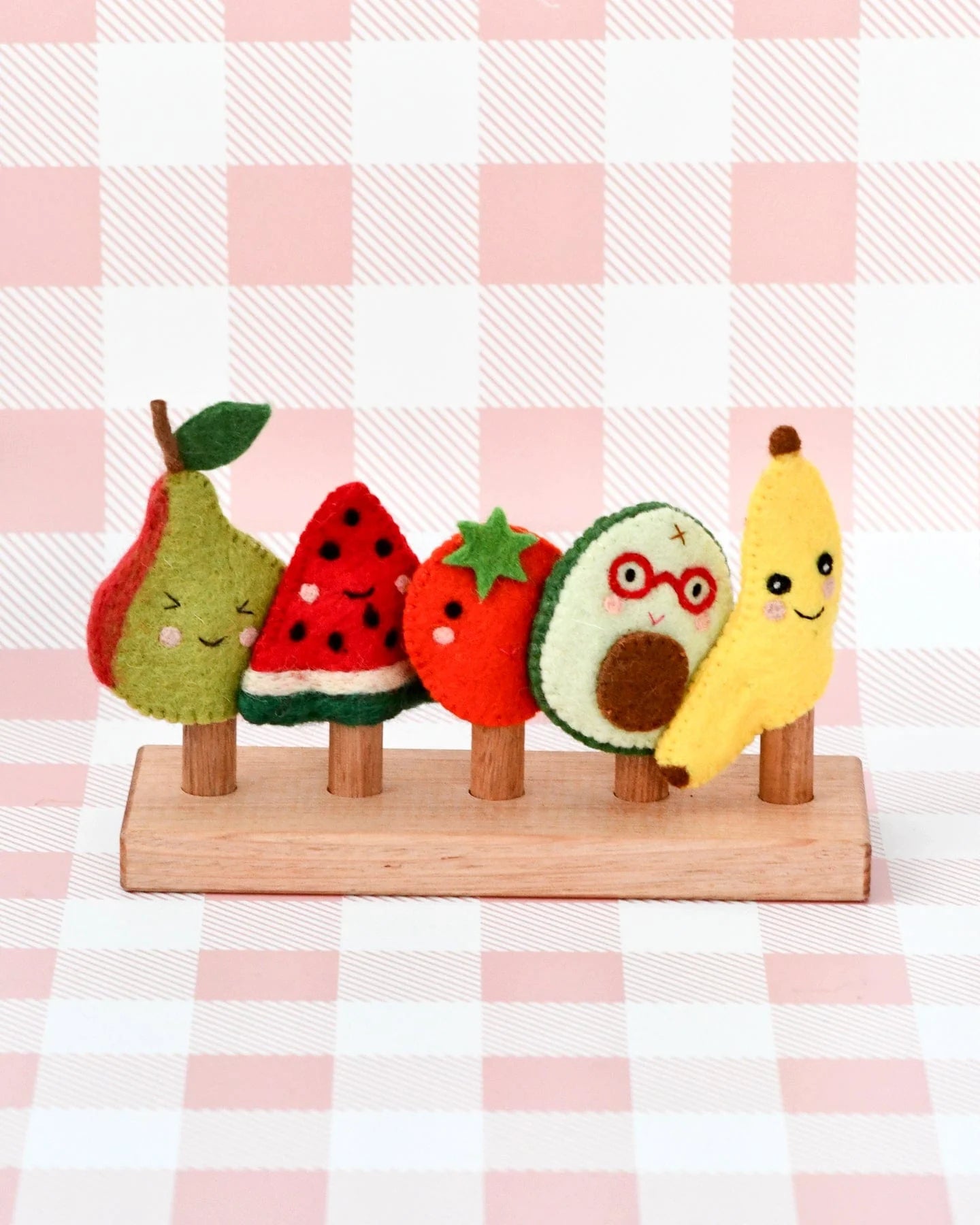 Ensemble de marionnettes à doigts en feutre avec fruits – Personnages amusants et colorés pour un jeu imaginatif