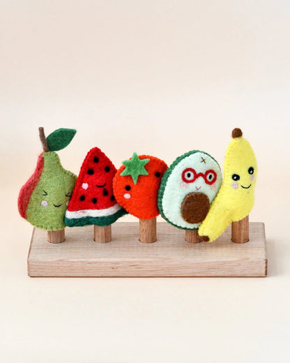 Ensemble de marionnettes à doigts en feutre avec fruits – Personnages amusants et colorés pour un jeu imaginatif