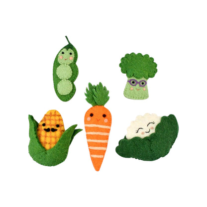 Ensemble de marionnettes à doigts en feutre représentant des légumes – Jeu de simulation amusant et éducatif pour enfants